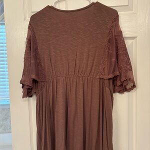 Torrid Brown Blouse with Lace Sleeves